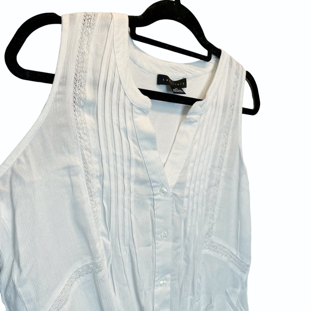 Sanctuary Savannah Shell Sleeveless Top White Button & Tie Front XS New - Picture 5 of 6